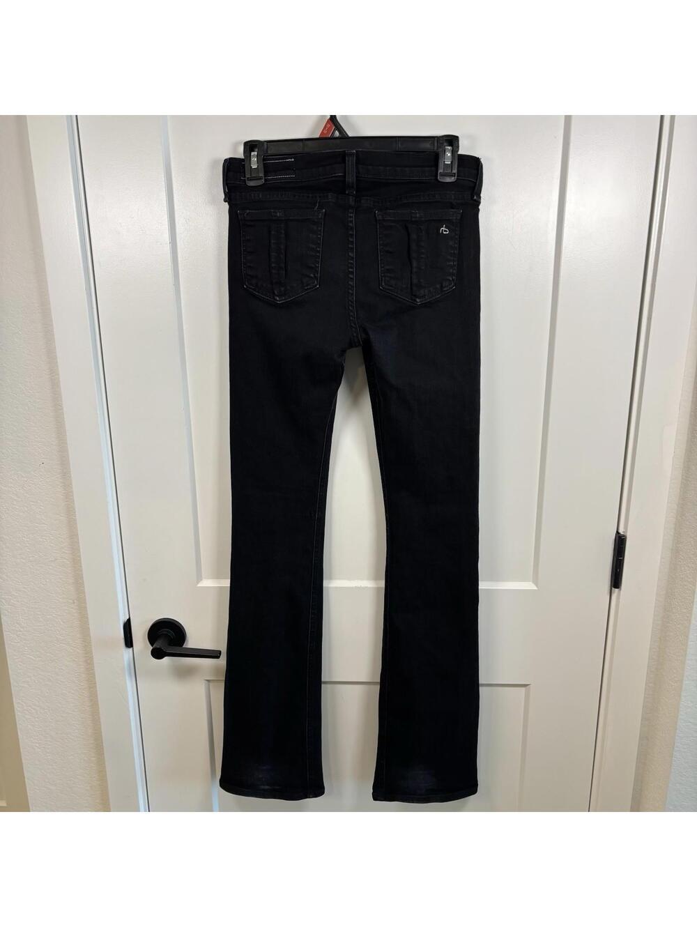 Rag & Bone Stiletto Bootcut Jeans Womens 27 Coal Black Slim Denim Y2K Low Rise - Picture 3 of 9